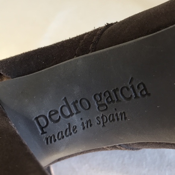 Pedro Garcia stilletto Heel sz 38.5 open toe back strap brown suede cork footbed - Picture 12 of 12